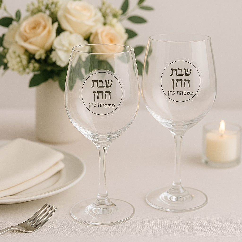 מדבקות שם ממותגות לשבת חתן